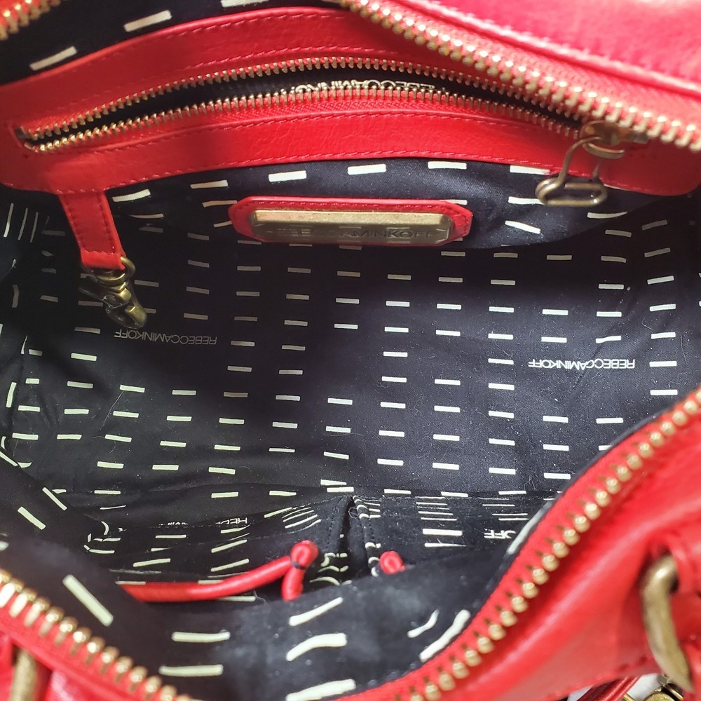 Rebecca Minkoff Red MAB Mini Leather Satchel Handbag Quilted Designer Old Money - Picture 7 of 8